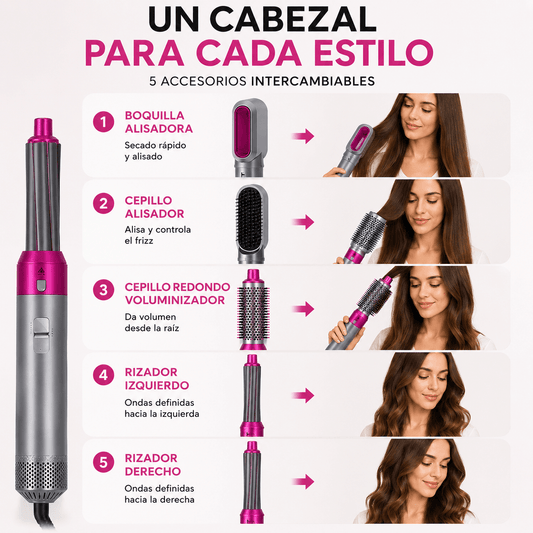 AuraBrush 5X - Alisa, seca y da volumen fácil