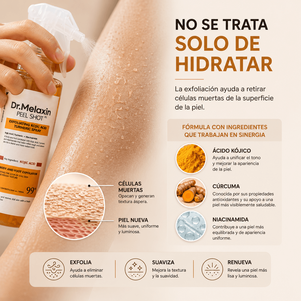 Dr. Melaxin Peel Shot™ Exfoliante Corporal Kojic + Turmeric