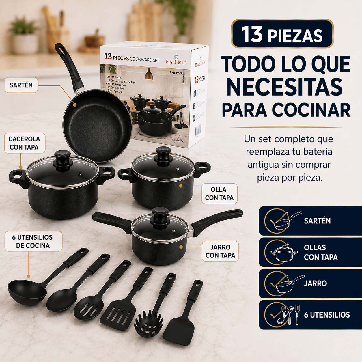 SET DE OLLAS  13 PIEZAS - Renueva tu cocina completa