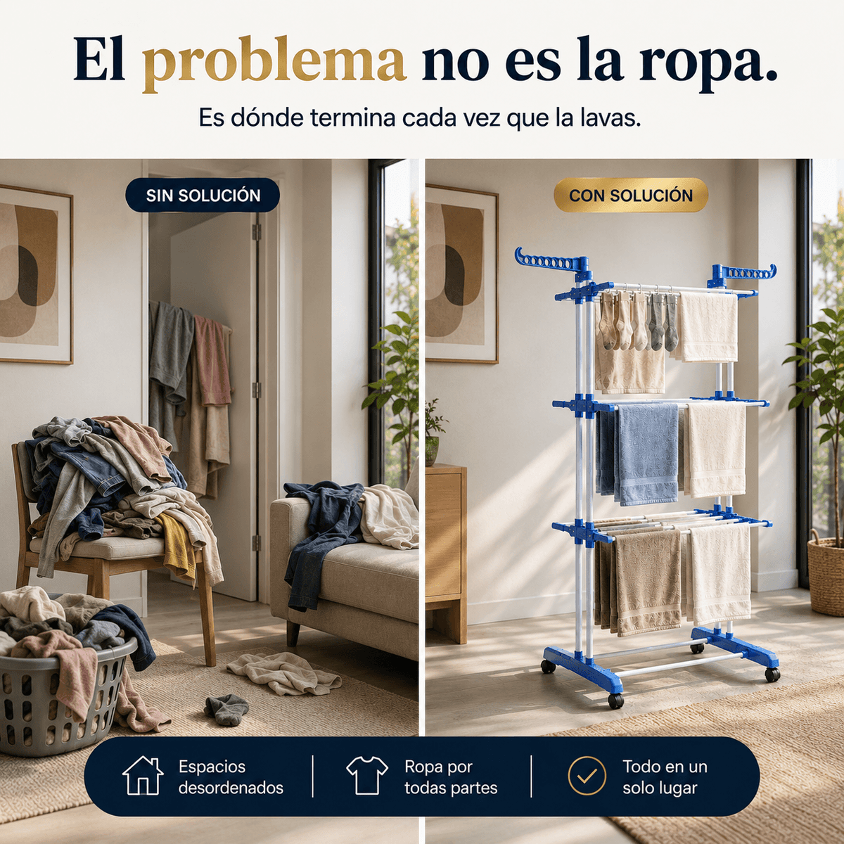 DryFlex - Seca Más en Menos Espacio - Tendedero Vertical 3 Pisos