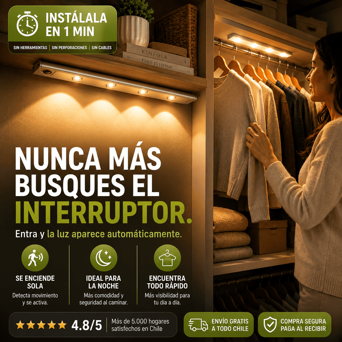 LuxMotion - Luz automática donde la necesites - con sensor 50cm