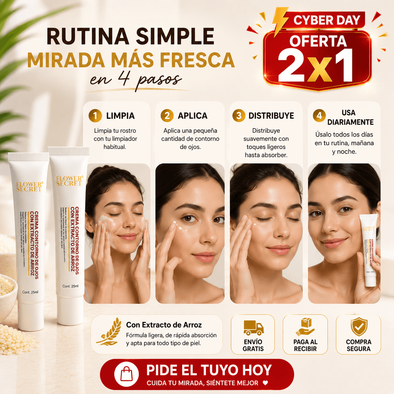 Crema Contorno ojos Flower Secret (25 ml) - Mirada Más Fresca Cada Día