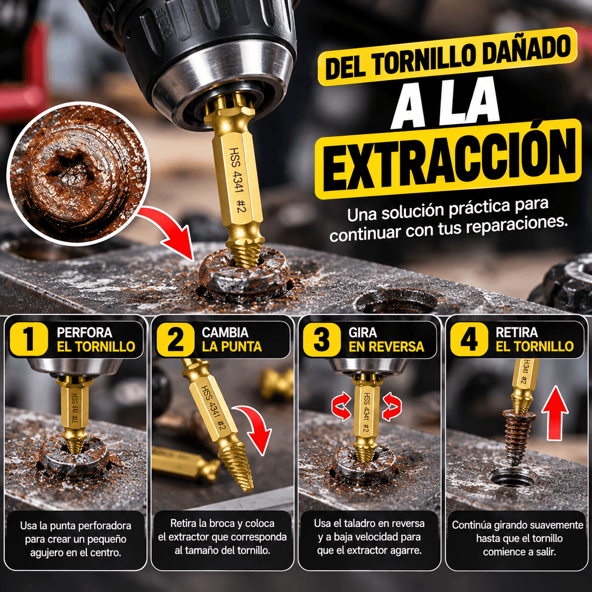 ExtractorX - Saca tornillos dañados con facilidad