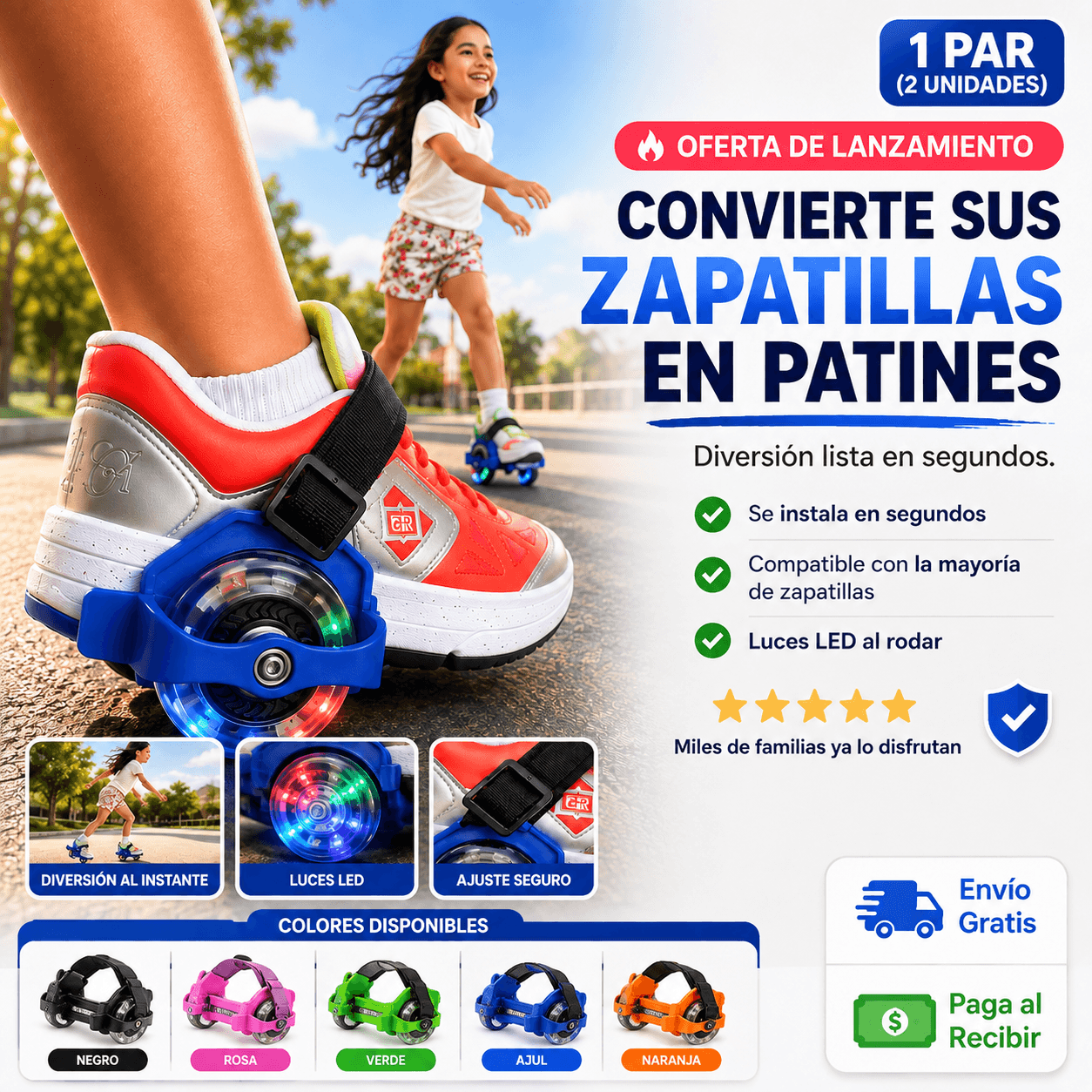 Rollix™- Patines ajustables para cualquier zapatilla