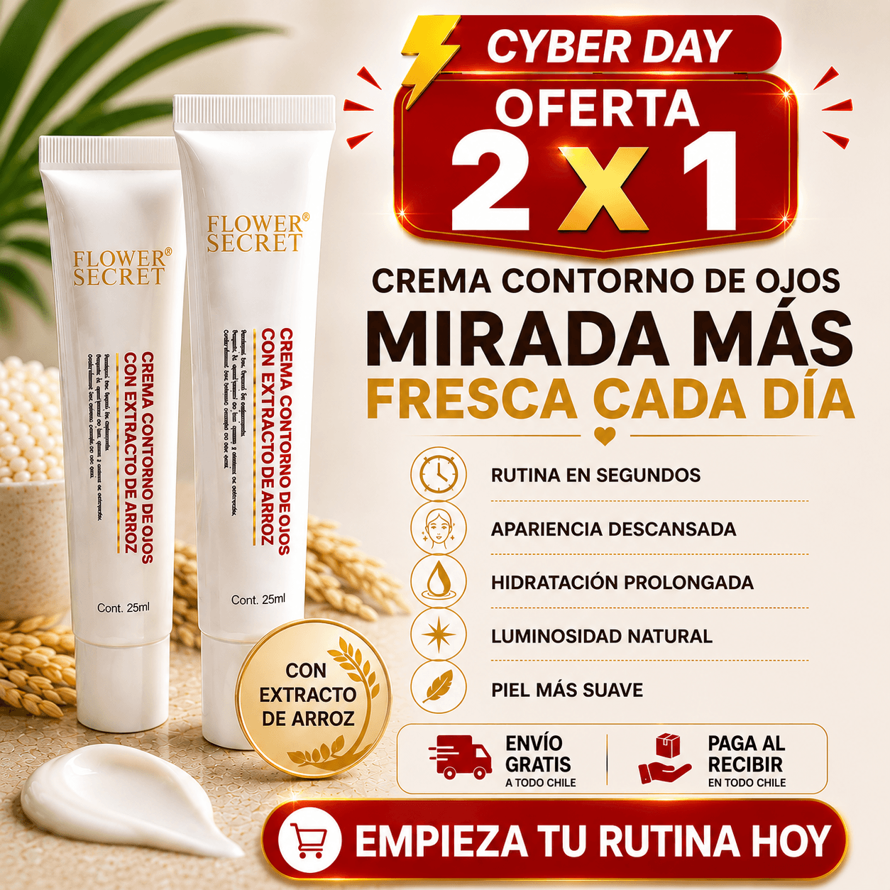 Crema Contorno ojos Flower Secret (25 ml) - Mirada Más Fresca Cada Día