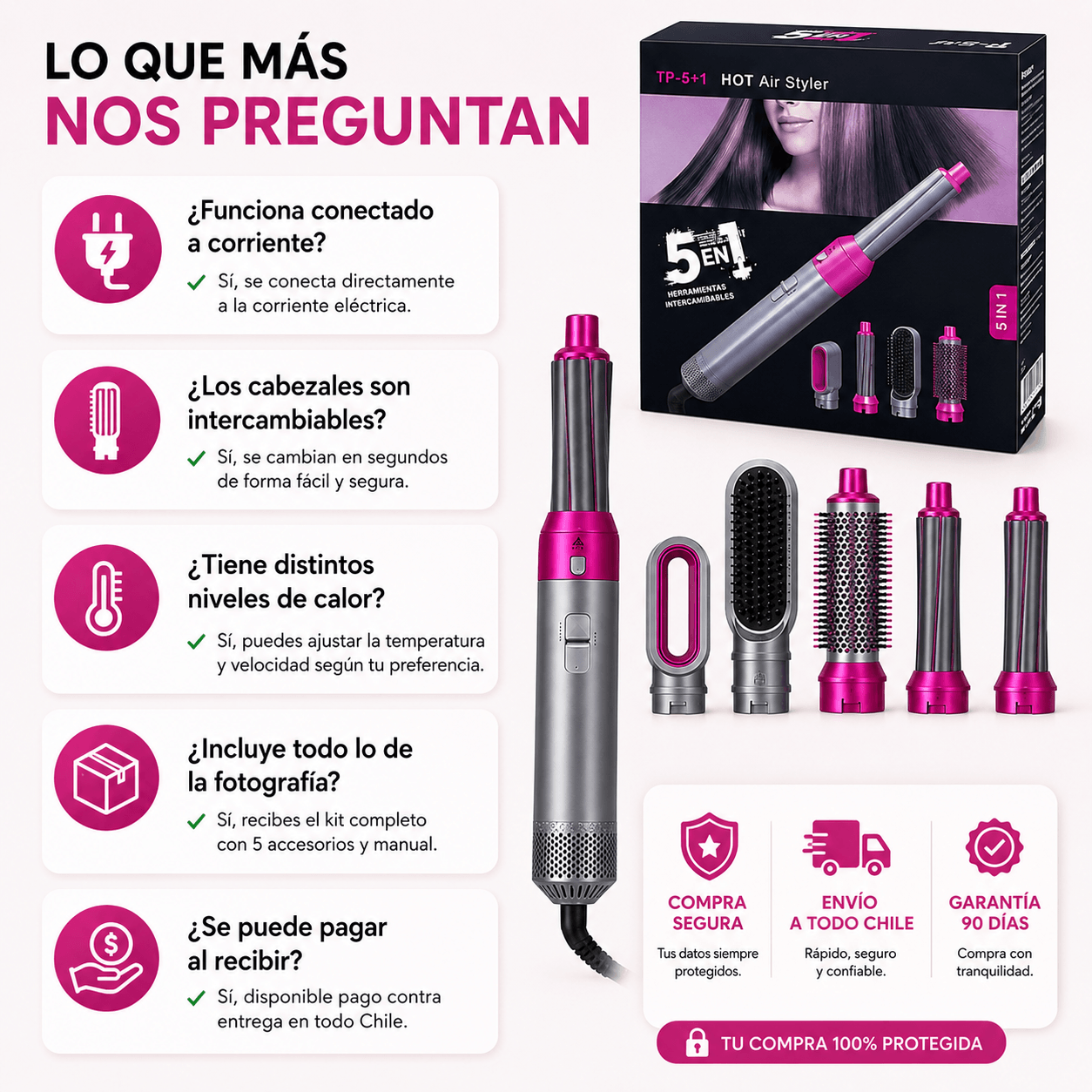AuraBrush 5X - Alisa, seca y da volumen fácil