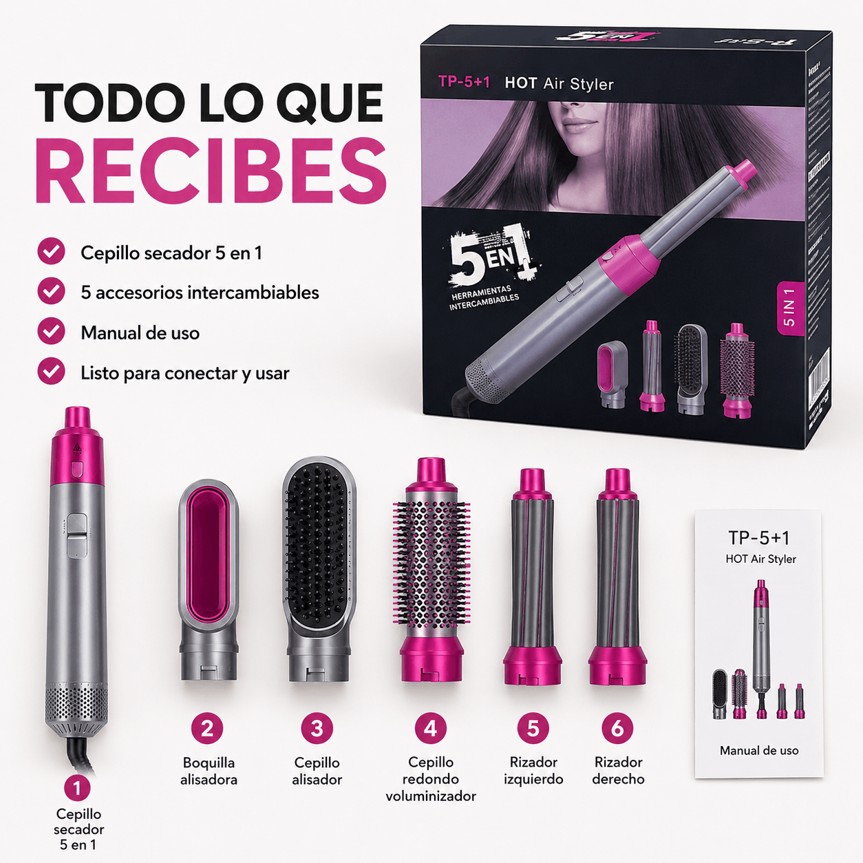 AuraBrush 5X - Alisa, seca y da volumen fácil