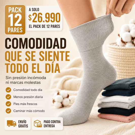 CALCETINES PREMIUM PARA DIABÉTICOS| PACK 12 PARES - AJUSTE SUAVE TODO EL DÍA
