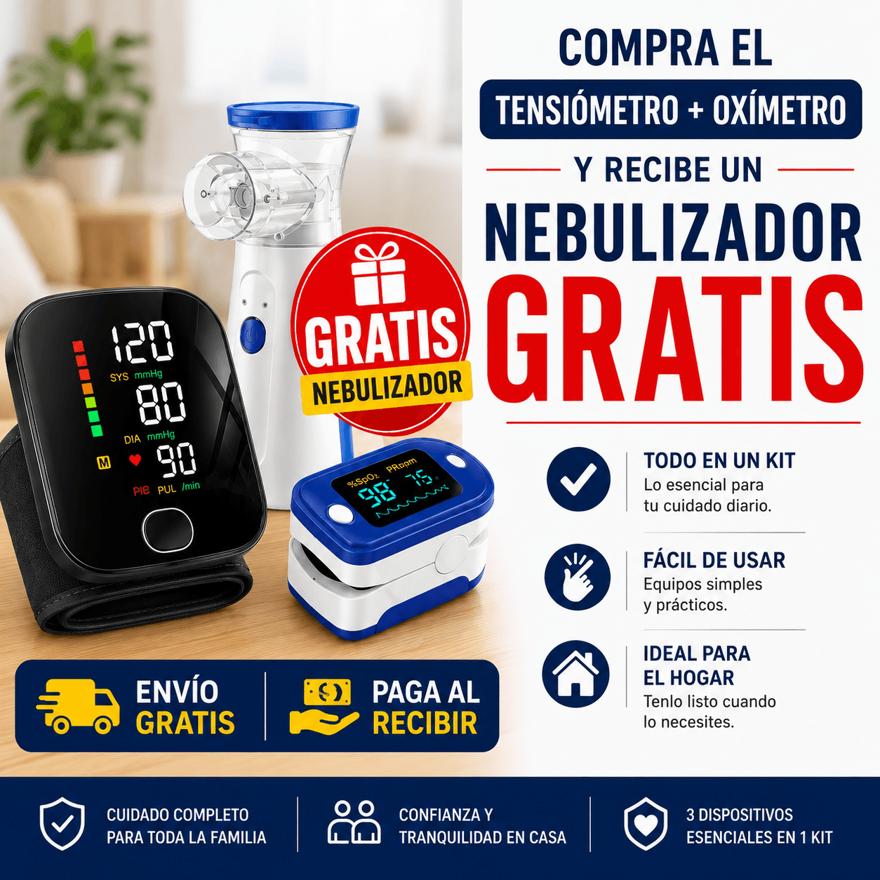 CarePlus - Monitorea tu bienestar diario - Tensiómetro y Oxímetro + Nebulizador de regalo🎁