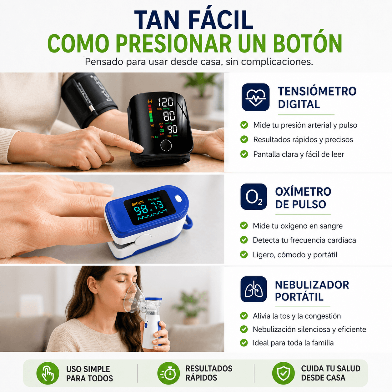CarePlus - Monitorea tu bienestar diario - Tensiómetro y Oxímetro + Nebulizador de regalo🎁