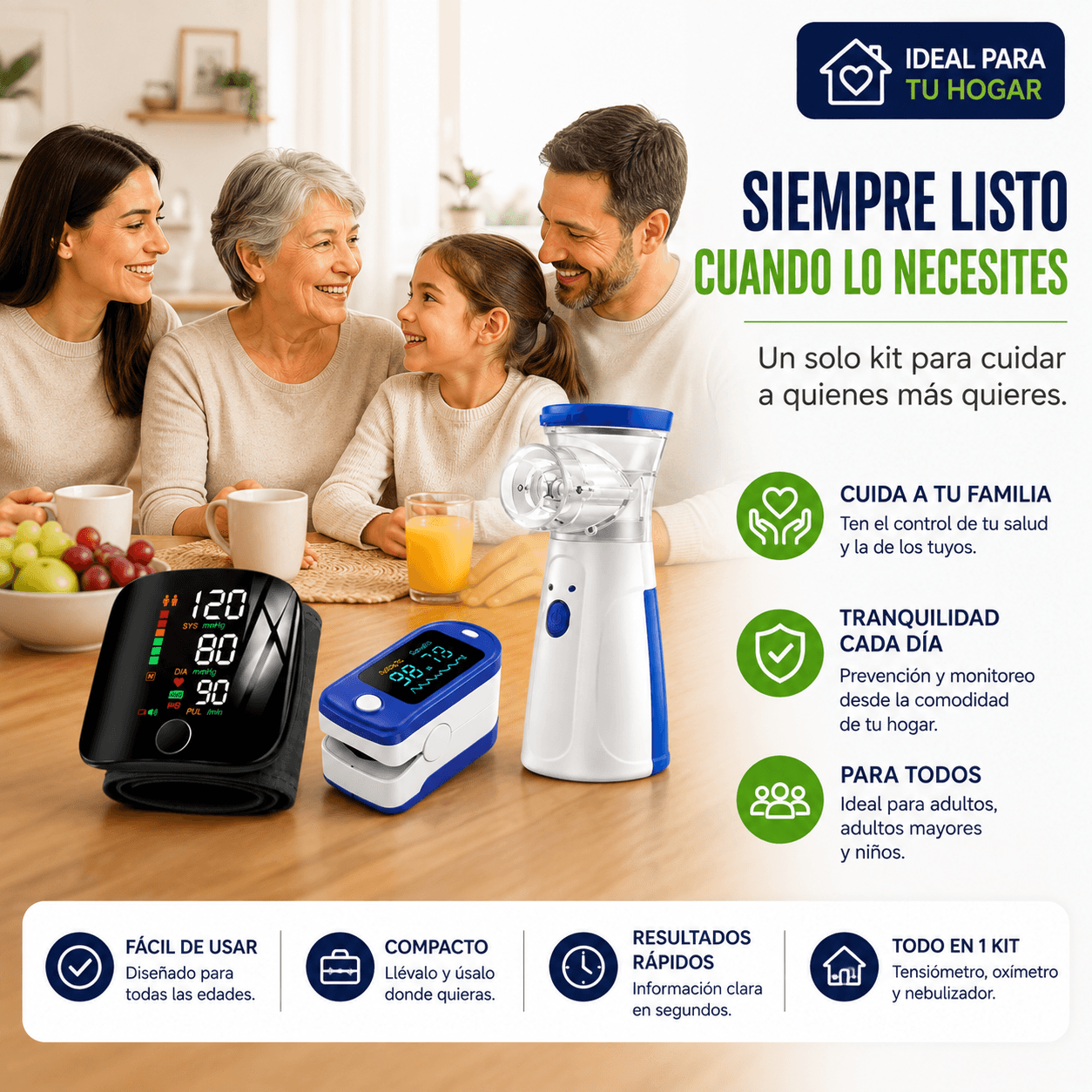 CarePlus - Monitorea tu bienestar diario - Tensiómetro y Oxímetro + Nebulizador de regalo🎁